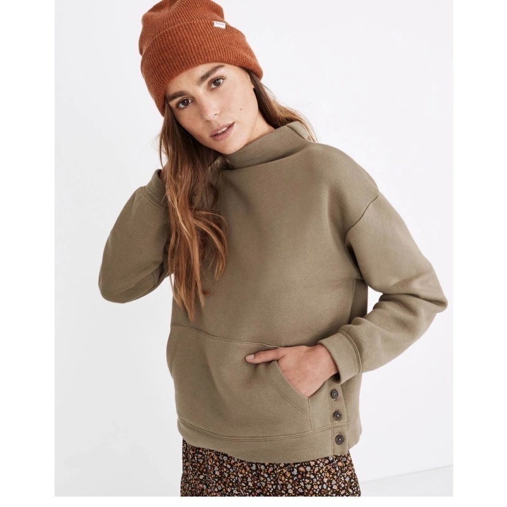 Madewell MWL Betterterry Mockneck Side-Button Sweatshirt